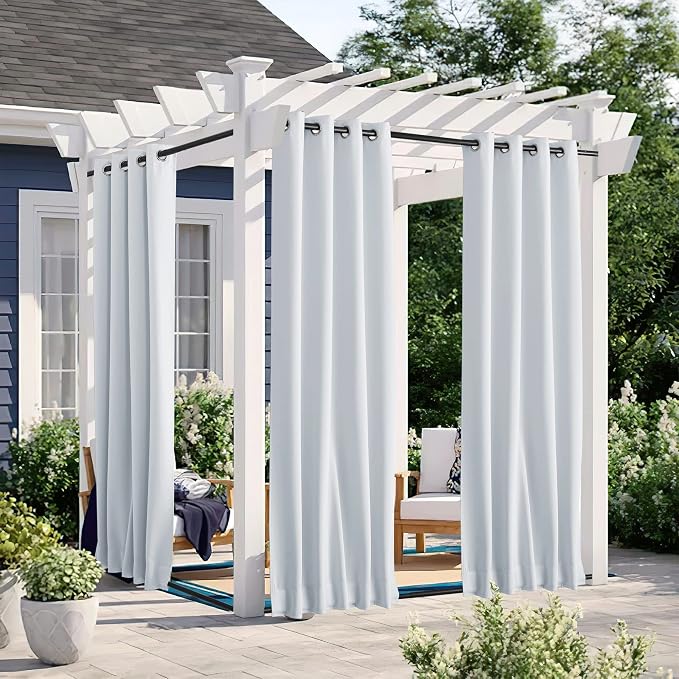 NICETOWN 2 Panels Windproof Blackout Outdoor Curtains W46xL80 Off White | by NICETOWN