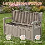 100 Gallon Outdoor Storage Bench Deck Box Waterproof Resin Lockable UV - Image 5