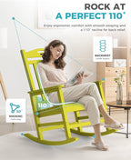 Oversized Outdoor Rocking Chair, 380lbs Heavy-Duty Large Patio Rocker, Weather - Image 6