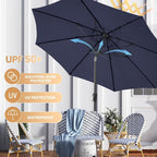Ayge 9 FT Outdoor Umbrella Patio Table Umbrella Fiberglass Frame Navy | 8 - Image 5