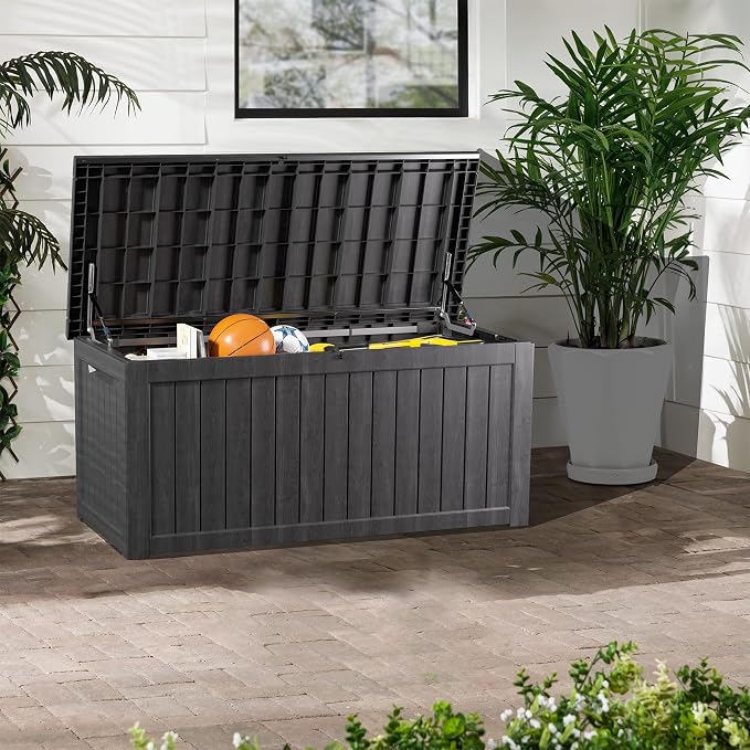 TARKARI 200 Gallon Lockable Resin Deck Box, Waterproof & UV-Resistant Outdoor - Image 5