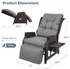 Outdoor Wicker Recliner with Adjustable Back and Footrest, PE Rattan Lounge - Image 2