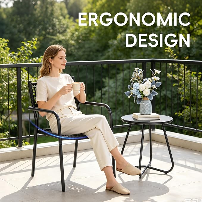 Patio Chairs Set of 4, Stackable Outdoor Dining Chairs - Image 7