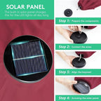 JEAREY 9' Patio Umbrella with Solar Lights, LED Umbrella, Burgandy | Outdoor - Image 3