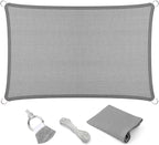 Eden's Decor Straight Flat-Edged 8' x 16' Grey Sun Shade Sail Rectangular by EdensDecorInc
