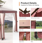 10’x10’ Patio Gazebo Canopy Tent w/Removable Netting, Ventilated Double-tier Top - Image 5