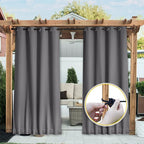 NICETOWN 2 Panels Outdoor Curtains Waterproof Fixed Bottom W52xL95 Grey | - Image 8
