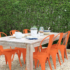 FDW | Set of 4 Metal Dining Chairs | Orange | Stackable Tolix Side Chairs - Image 4