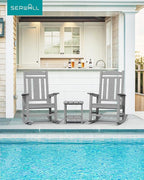 SERWALL Oversized Outdoor Rocking Chairs Set of 4, Patio Rocker, Space Gray | - Image 8