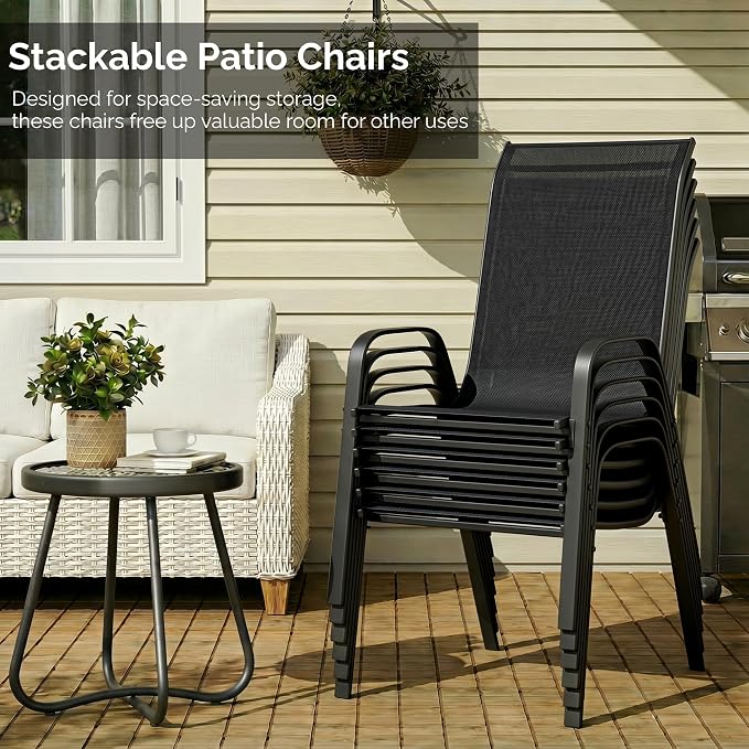 MAMIZO Patio Dining Chairs, Stackable Textilene Chair Set of 4, - Image 7