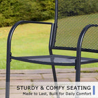 Outdoor Metal Patio Chairs Set of 2, Stackable Iron Mesh Dining Chairs - Image 6