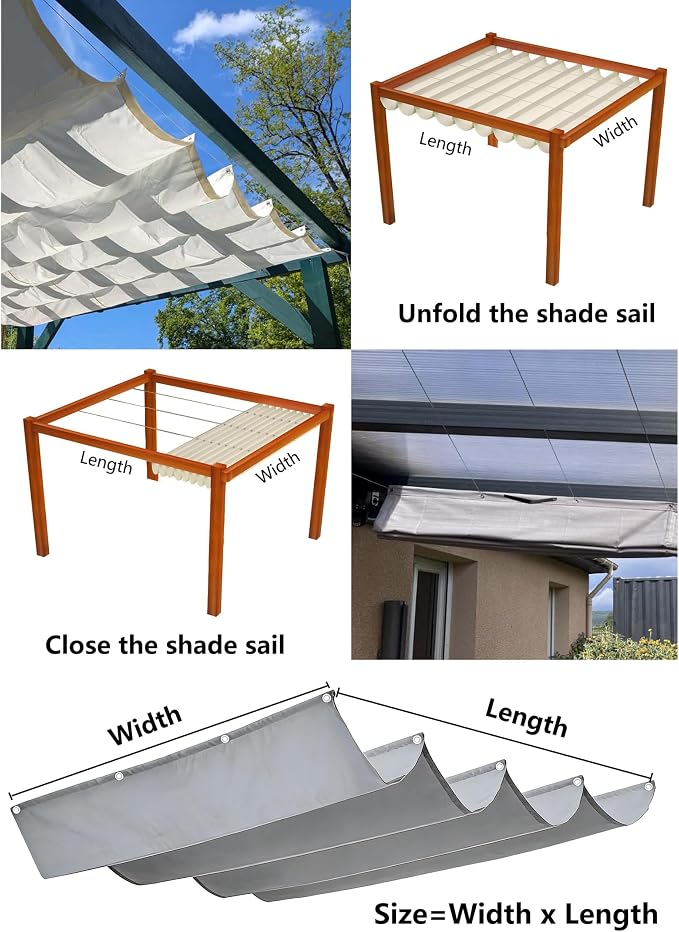 Outdoor Retractable Pergola Canopy 6' x 28' Waterproof Shade Cover - Image 5