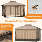 Patio Gazebo 10'x12' with LED Lights & Bluetooth Speaker, Heavy Duty Outdoor - Image 7