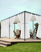 White Grommet Outdoor Curtains for Patio Waterproof 8 Pcs 54x108 In | by HolidayIdeas