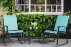 Vongrasig 3 Piece Outdoor Rocking Bistro Set, Textilene Fabric Small Patio - Image 8