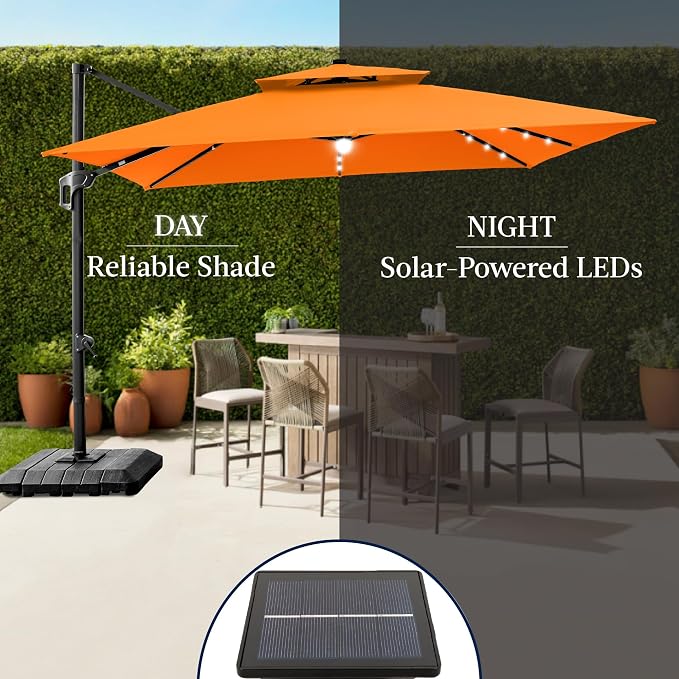 Best Choice Products 9x12ft LED Cantilever Patio Umbrella w/Base Included & - Image 6