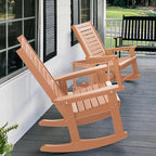 GREENVINES Oversized Outdoor Rocking Chairs Set of 4, HDPE Rocker, Teak | 21.7" - Image 5