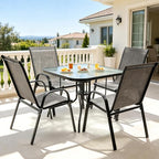 Patio Dining Table for 4 with Umbrella Hole | Outdoor 5 Piece Dining Set 36" x - Image 6