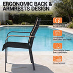 Patio Chairs Set of 4, Stackable Outdoor Dining Chairs, All Weather Breathable - Image 6
