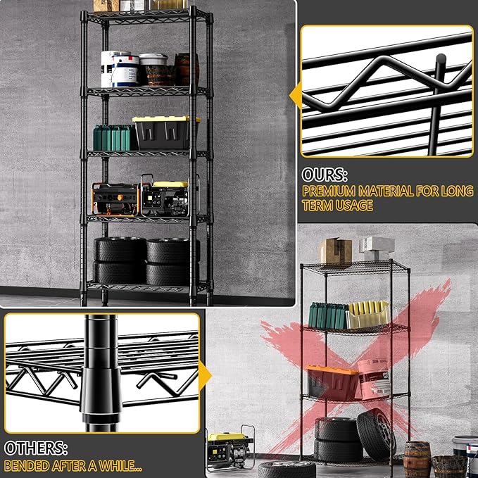 M MZG 1250 lbs 5 Tier Shelf Metal Storage Shelves Wire Rack Closet Organizers - Image 6