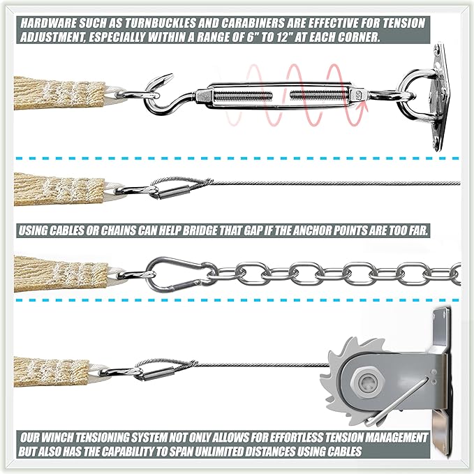Amgo Custom Size 10' x 24' Turquoise Rectangle Square Sun Shade Sail UPF50+ - Image 7