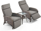 3 Pieces Zero Gravity Wicker Patio Recliner Chairs Set of 2 - Image 7