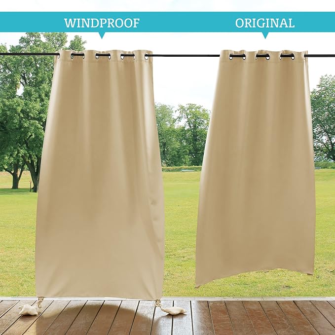 RYB HOME Outdoor Curtains for Patio Waterproof, Windproof - Image 2