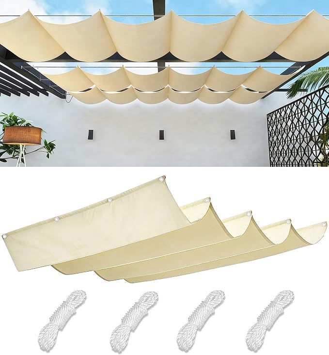Retractable Wave Sun Shade Sail 12' x 14' Waterproof Pergola Shade Cloth Cover by WoaceSunShadeSail