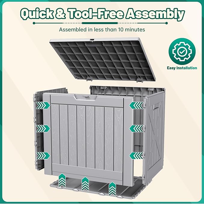 Devoko 40 Gallon Deck Box Lockable Outdoor Storage Box Waterproof - Image 5
