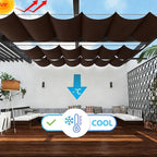 Retractable Wave Sun Shade Cloth 11' x 16' Sun Shade Sail Waterproof Polyester - Image 2