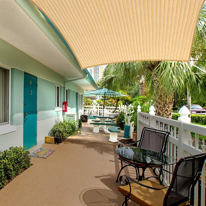 Eden's Decor Straight Flat-Edged 8' x 20' Beige Sun Shade Sail Rectangular - Image 7