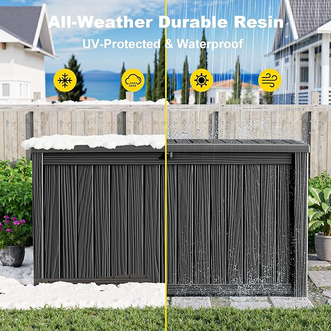 DRATO 200 Gallon Deck Boxes Outdoor Waterproof, Lockable Outdoor Storage Box - Image 7