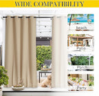NICETOWN 2 Panels Outdoor Curtains Waterproof W52xL108 Biscotti Beige | - Image 8