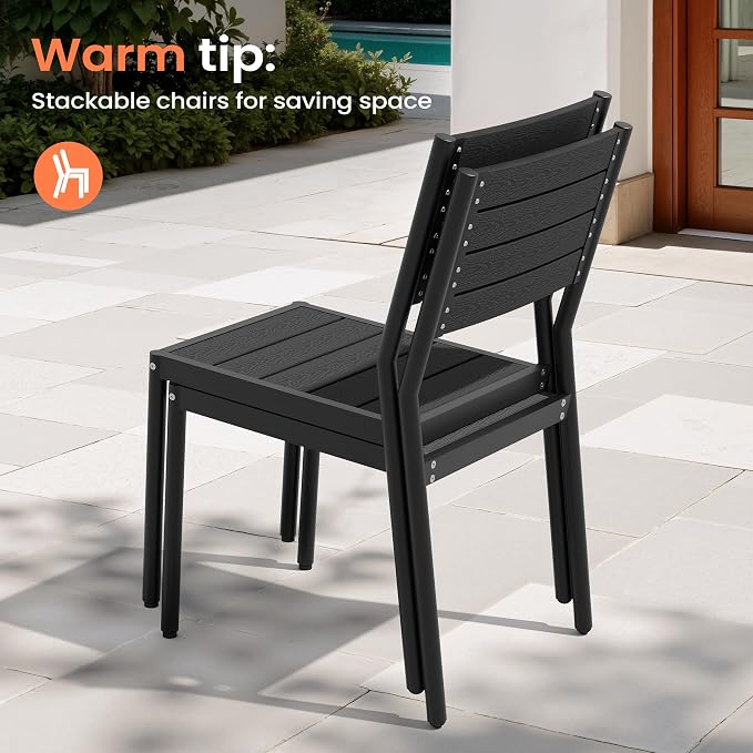 Pellebant Stackable Outdoor Patio Dining Chairs Set of 6 | Aluminum Armless - Image 9