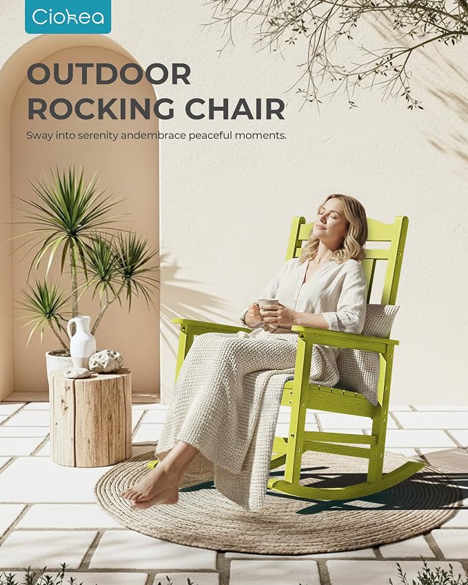 Oversized Outdoor Rocking Chairs Set of 3, 380lbs Heavy-Duty Large Patio Rocker - Image 5