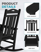 Oversized Outdoor Rocking Chairs Set of 4, 380lbs Heavy-Duty Large Patio Rocker - Image 6