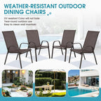 24.4" Wide Outdoor Patio Stackable Chairs Set of 4, Outside Furniture - Image 8