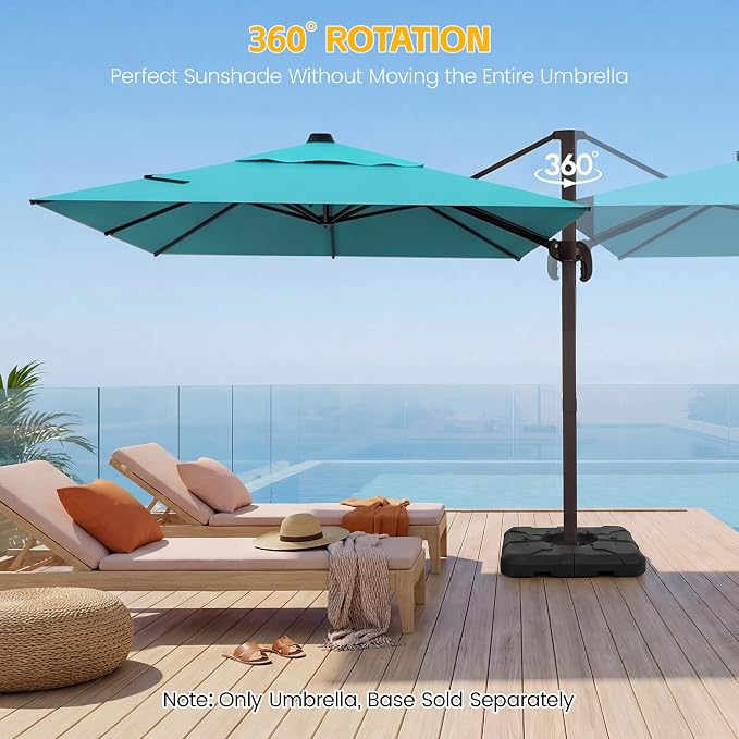 9x12 FT Patio Cantilever Umbrella, Rectangular Heavy Duty Offset Umbrella - Image 4