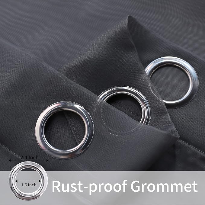 BONZER Outdoor Sheer Curtains for Patio Waterproof 2 Panels | Grommet Light - Image 3