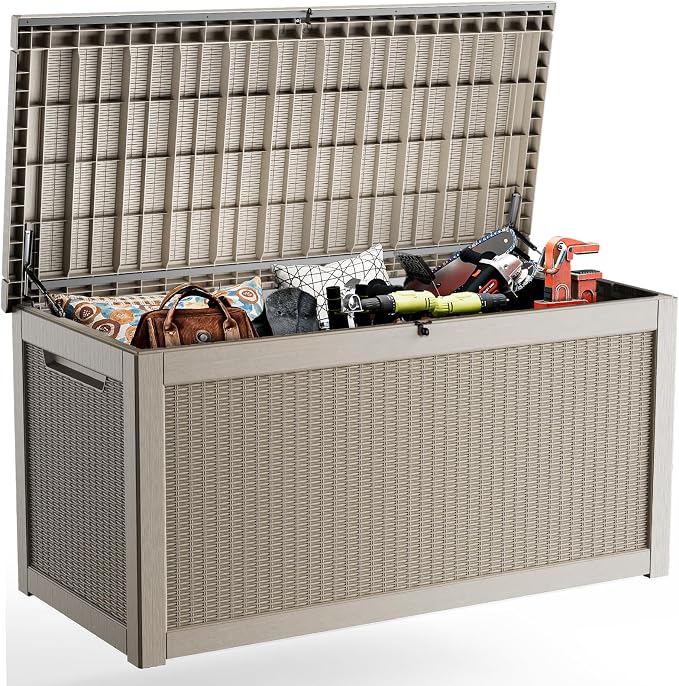 ROJIK Outdoor Storage Housing Deck Box, Waterproof Patio Furniture, Garden Tools by ROJIK