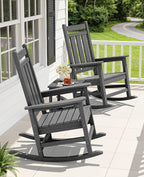 Oversized Outdoor Rocking Chair Set of 4, HDPE Patio Rockers - Image 2