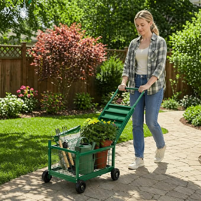 Garden Seat with Wheels, Rolling Garden Stool Heavy Duty Gardening Cart with - Image 7