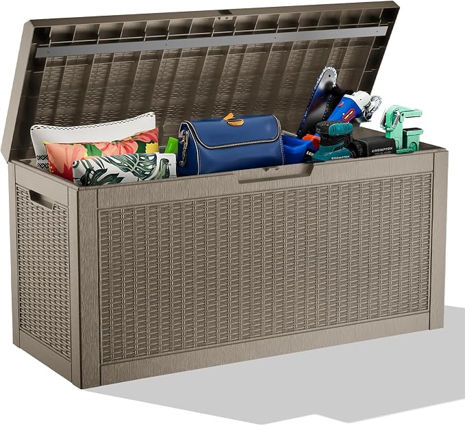 60 Gallon Waterproof Resin Deck Box, UV Resistant Outdoor Storage by KFY