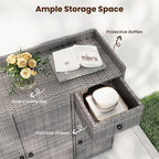 Tangkula Rattan Outdoor Storage Cabinet, Patiojoy Outdoor Cabinet - Image 5