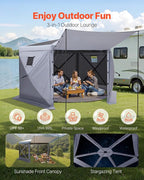 VEVOR Pop up Gazebo Screen Tent, 12 x 12 ft Large 6-Sided Camping Canopy Tent - Image 3