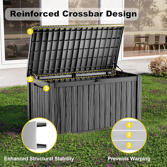 DRATO 200 Gallon Deck Boxes Outdoor Waterproof, Lockable Outdoor Storage Box - Image 4
