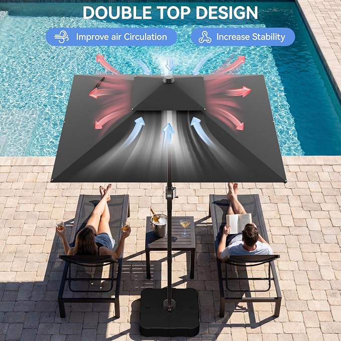 10x10FT Grey Cantilever Outdoor Patio Umbrella - Image 4