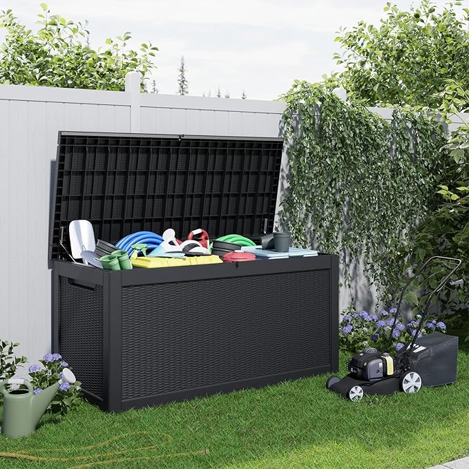 DRATO 320 Gallon Deck Boxes Outdoor Waterproof, Lockable Outdoor Storage Box - Image 4