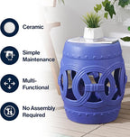 JONATHAN Y Lucky Coins 16" Ceramic Garden Stool Side Table, Matte Blue | - Image 5