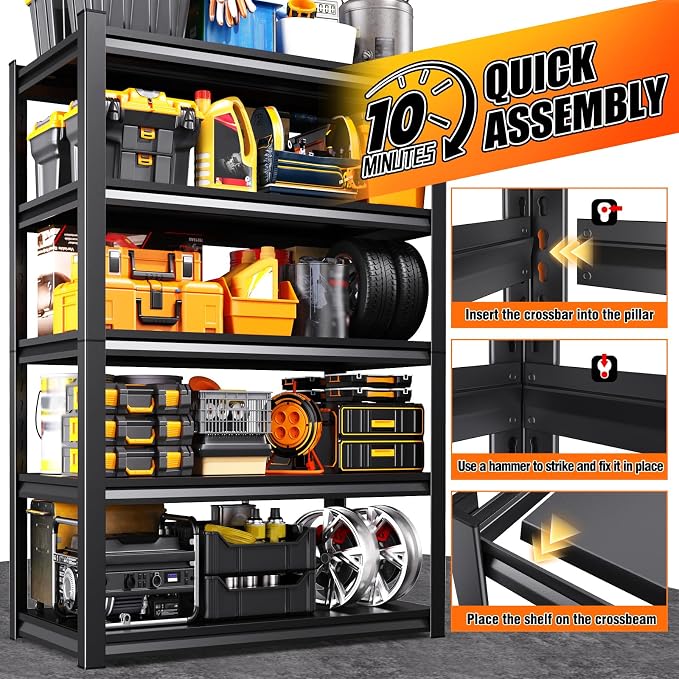 46''W Storage Shelves, Garage Shelving, Adjustable Garage Shelves, Heavy Duty - Image 6